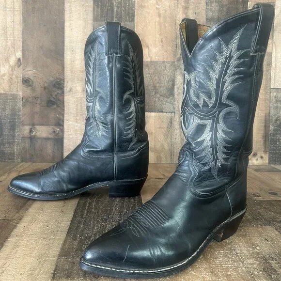 Tony Lama Vintage Black Western Cowboy Boots Mens 11 EE
